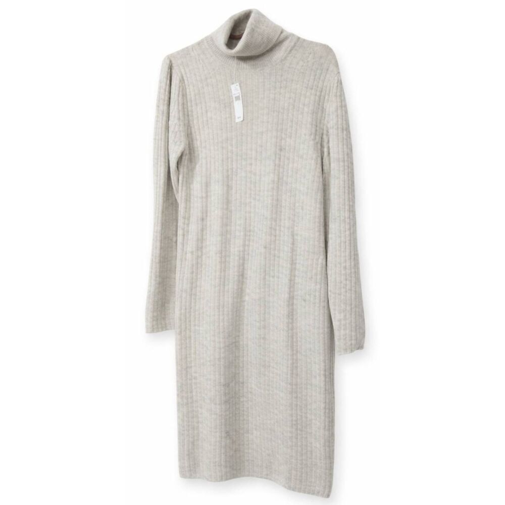 Gap women sweater dress large gray turtleneck tunic super soft classic timeless